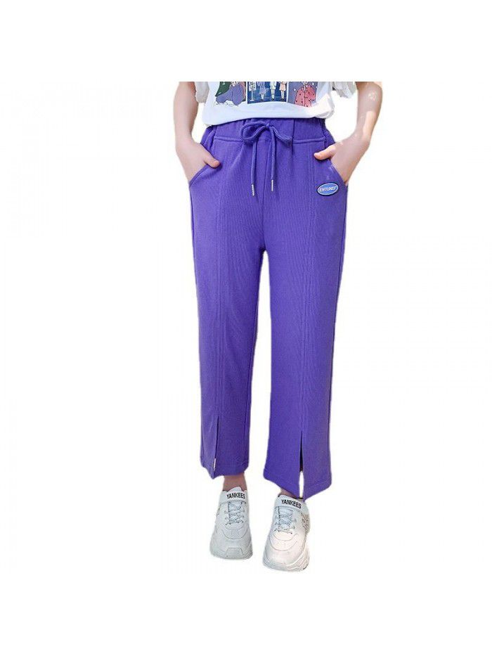 Girls' pants spring and autumn wear foreign style loose pants  new children's sports pants spring wide leg pants 