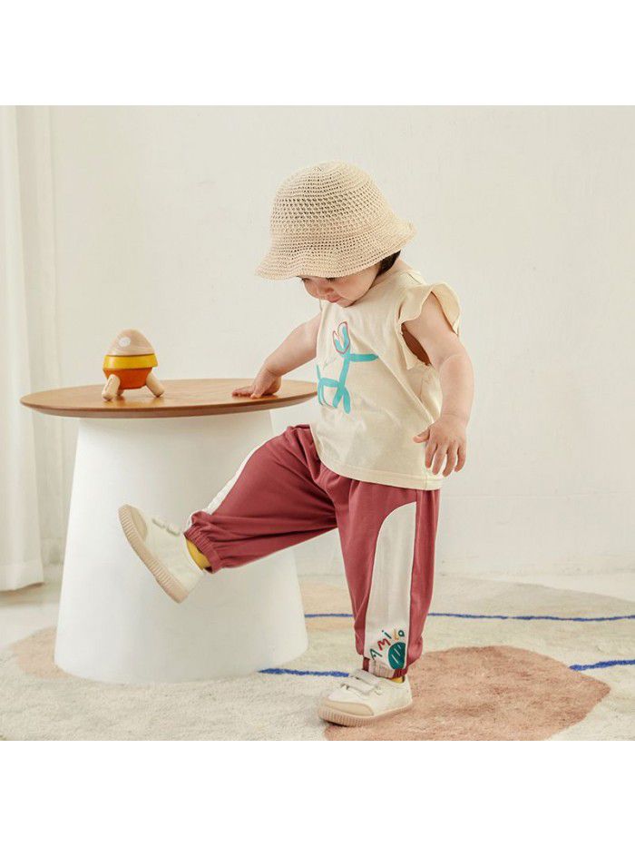 Amila girls' sports pants  summer thin children's leisure pants female baby foreign style baby mosquito proof pants 
