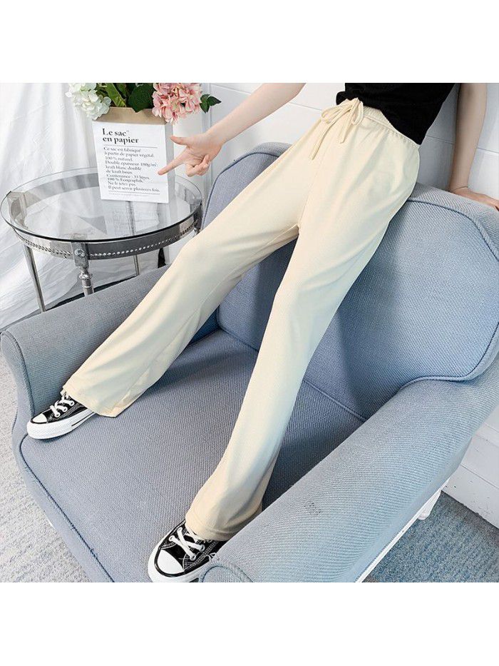 Girls' summer thin ice silk wide leg pants 
