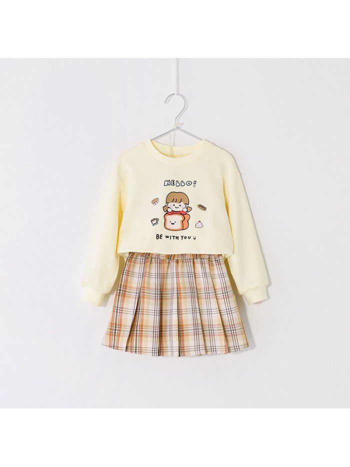 Cicie children's wear one ready to go girl's suit  spring lovely children's pleated skirt suit 