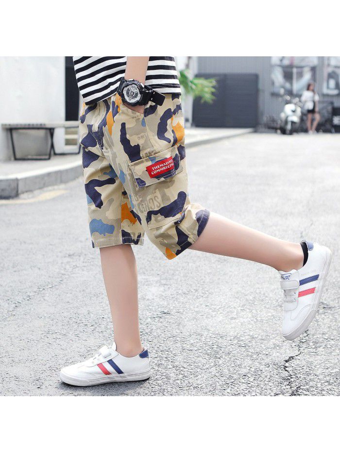 Children's camouflage pants  new boys' overalls summer new Capris boys' casual pants 