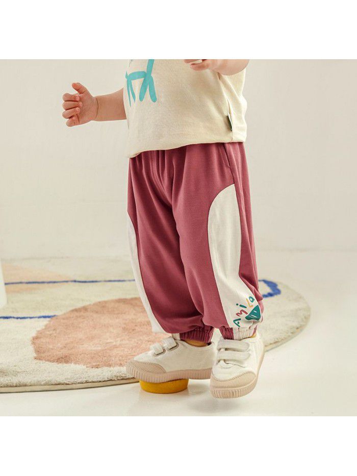 Amila girls' sports pants  summer thin children's leisure pants female baby foreign style baby mosquito proof pants 