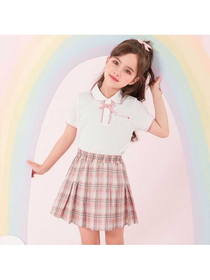 Cicie children's wear a ready to go girl's short sleeve  summer children's College skirt suit 