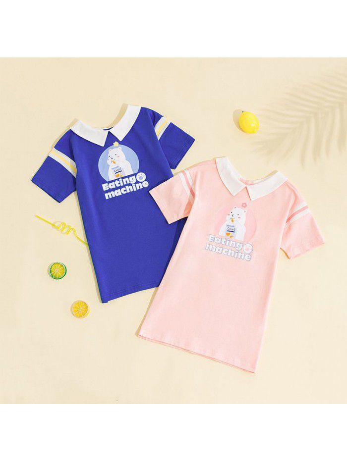 children's summer new Korean Short Sleeve printed skirt a lovely Western girl's dress 
