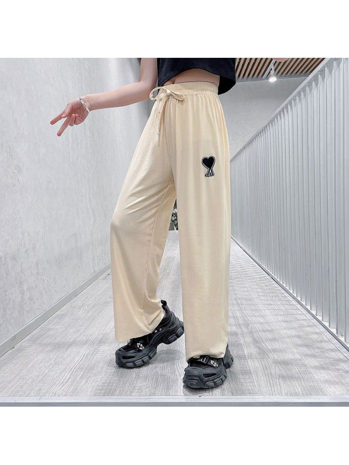 Girls' summer wear thin ice silk wide leg pant 