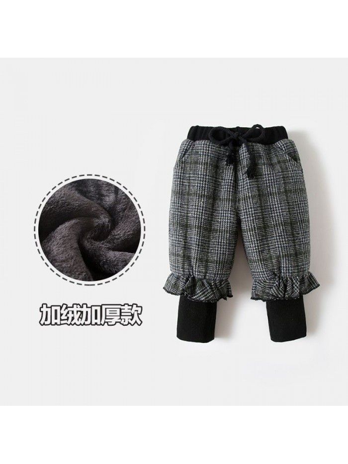 Children's Plush Pants Girls'  new autumn and winter wear children's wear winter pants 3 years old 