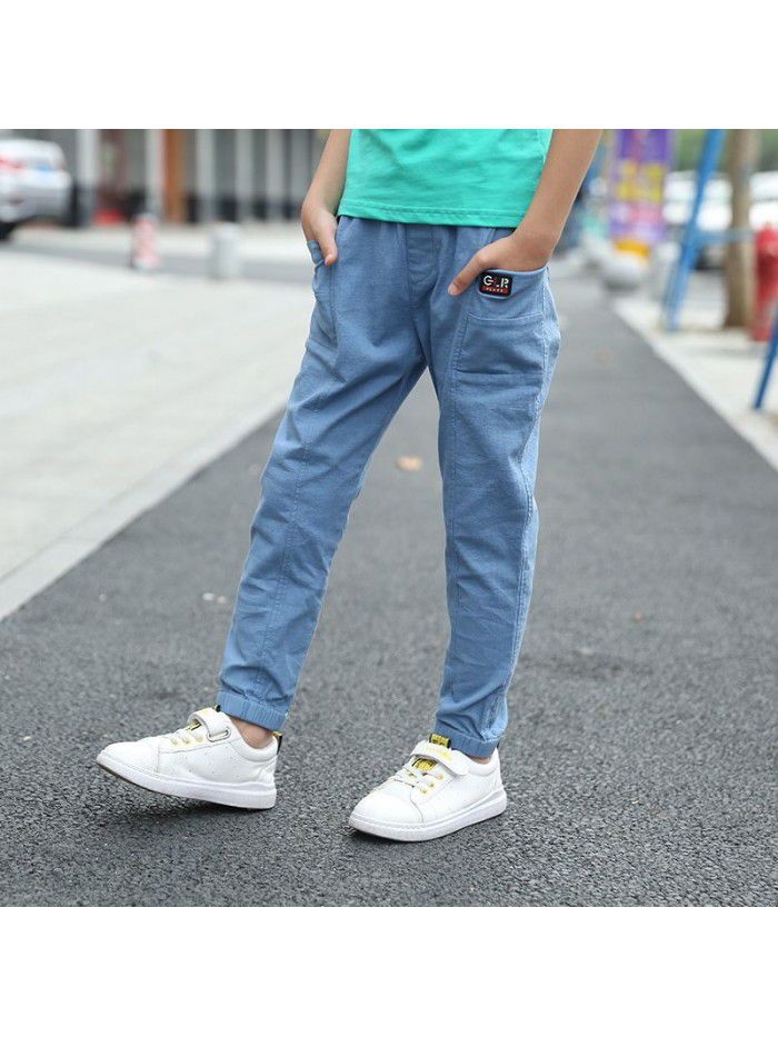 Boys' Capris  Summer Boys' anti mosquito trousers Imitation cotton and hemp leisure trousers wholesale 