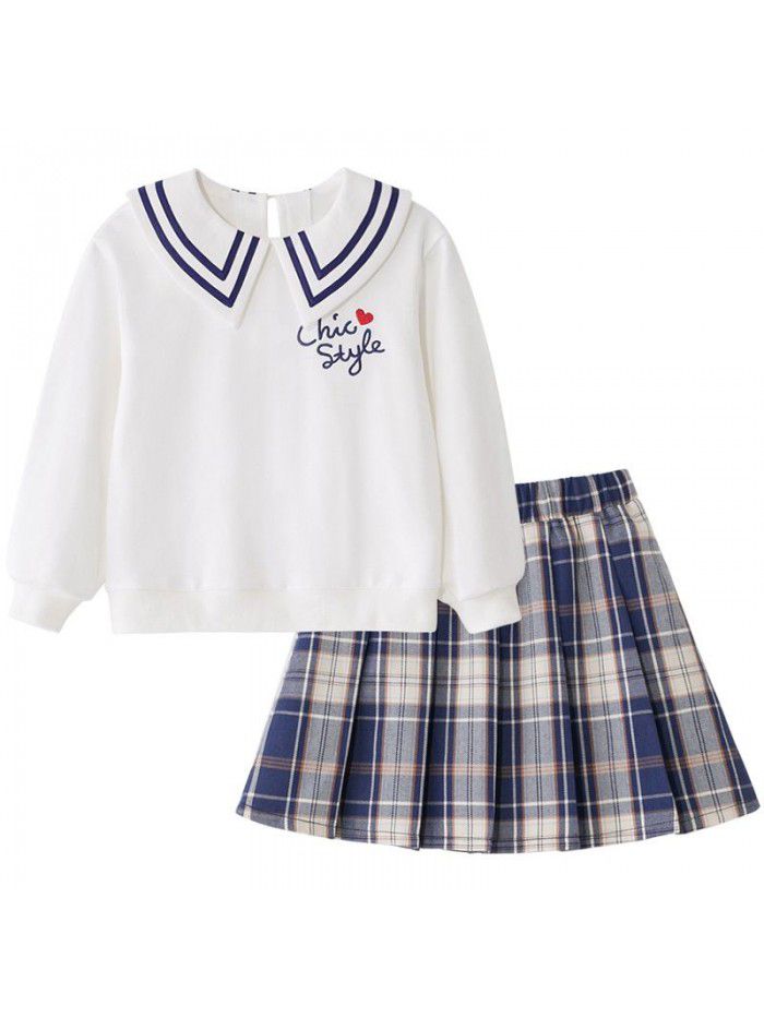 Cicie children's wear one ready to go girl's sweater  spring children's College skirt suit 