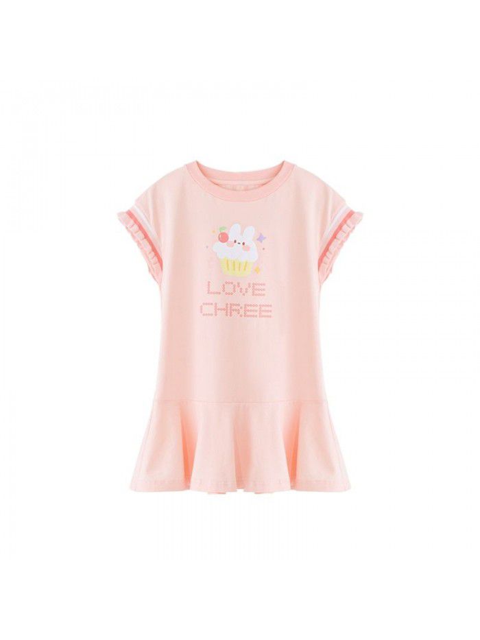 Girls' cotton dress Korean children's dress one hair generation baby summer  new children's printed skirt 
