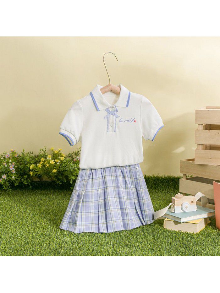 Cicie children's wear a ready to go girl's short sleeve  summer children's College skirt suit 
