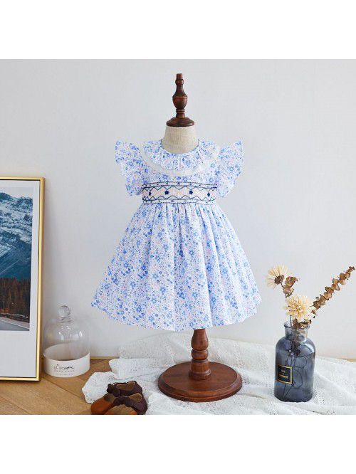 Girls' floral dress children's flying sl...