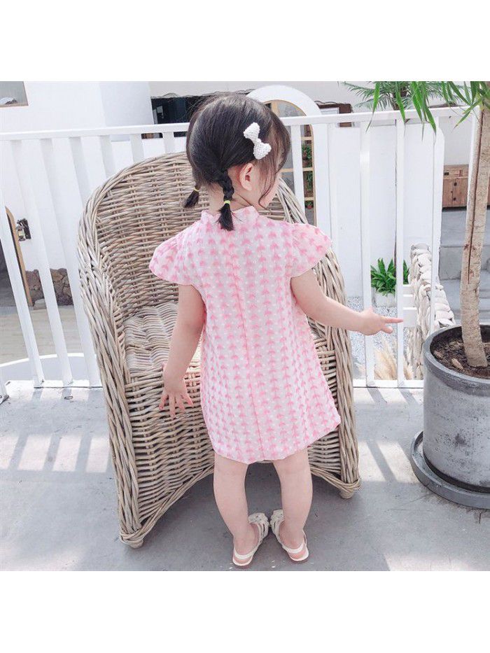 Children's cheongsam summer thin girl's cheongsam skirt baby girl dress foreign style little girl princess skirt Chinese style 
