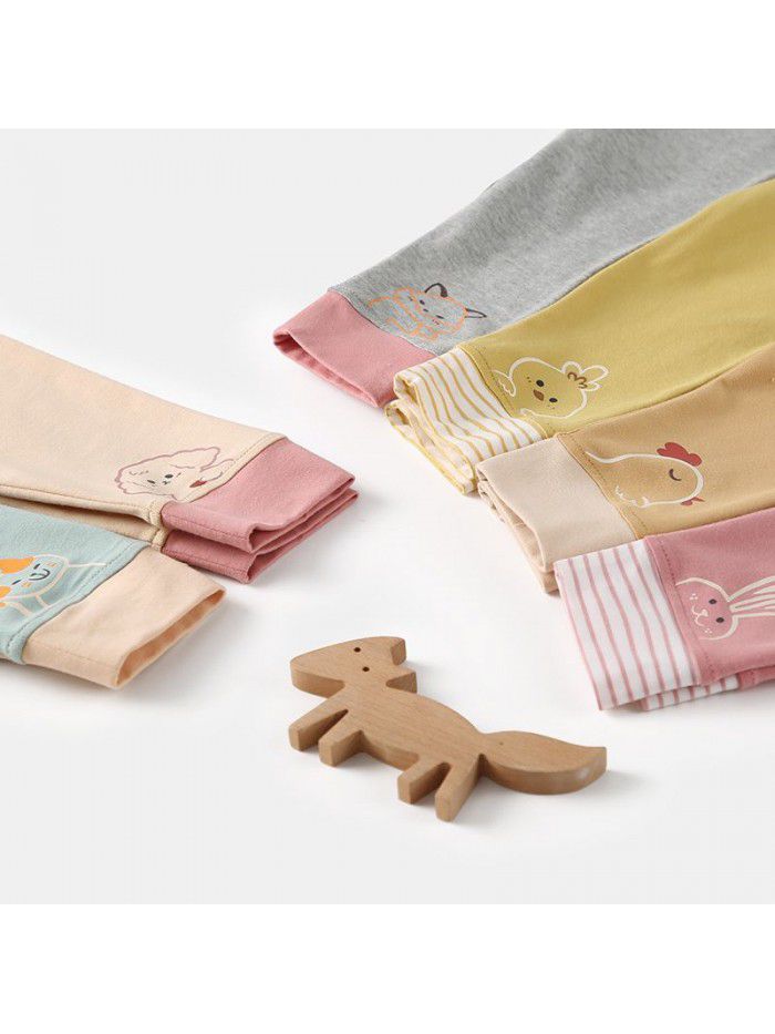 Amila children's wear  new girls' pants spring and autumn wear children's foreign style pants striped girls' Leggings 