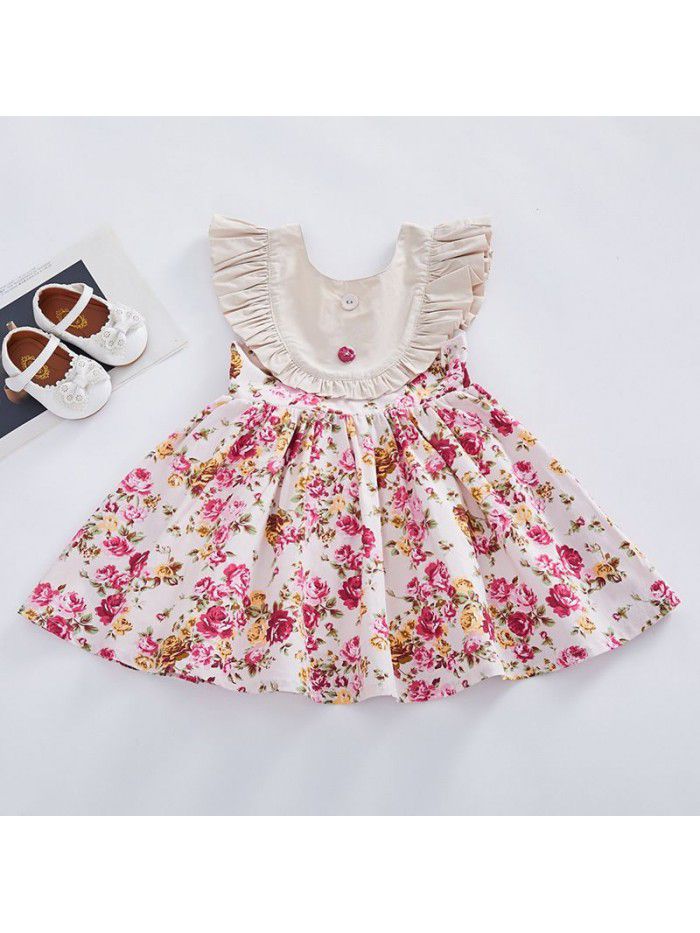 Flying sleeve Princess Dress European and American girl's sleeveless dress children's lovely Spanish children's skirt  summer 