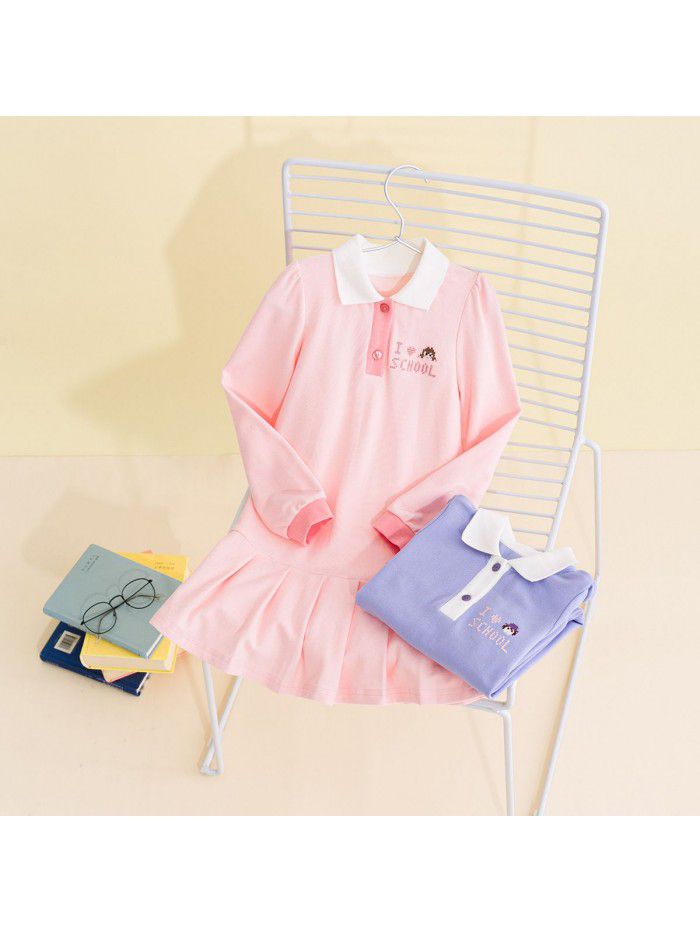 Girls' cotton dress Korean children's dress one hair generation baby spring  new children's embroidered skirt 