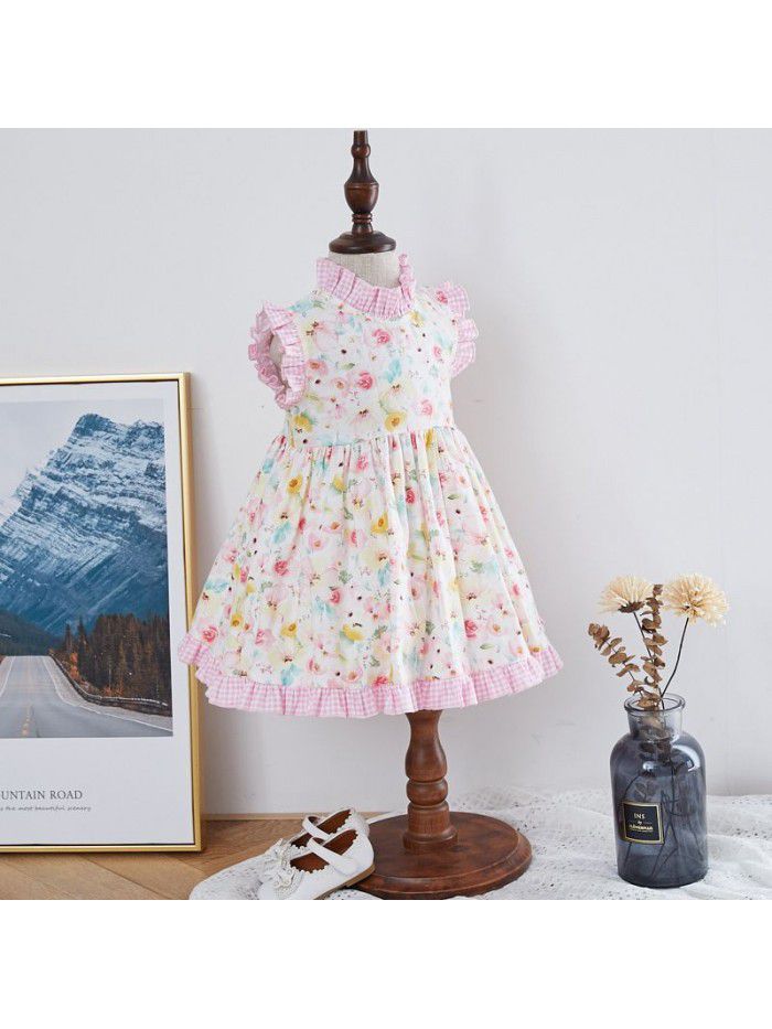 Girls' dress European and American children's dress  new summer sleeveless floral skirt small fresh children's dress 