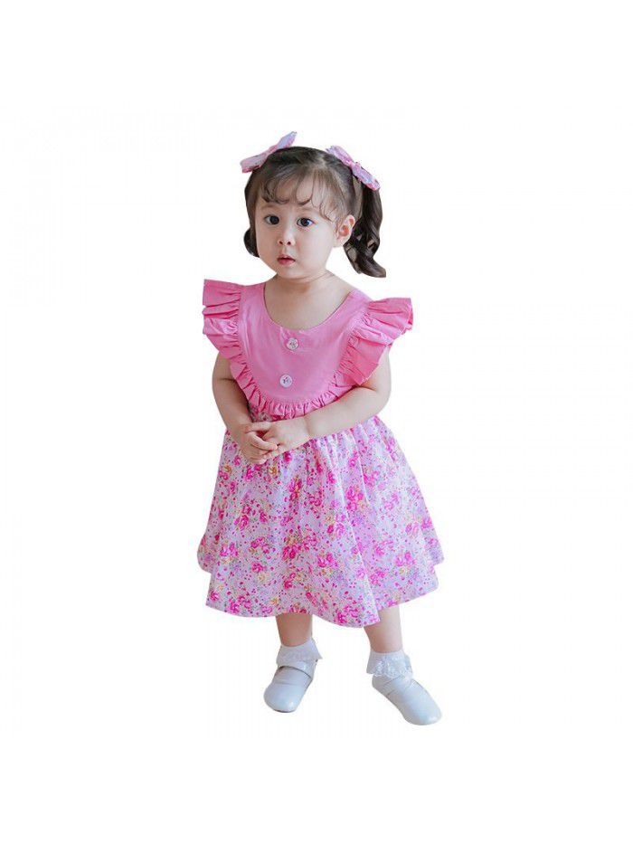 Flying sleeve Princess Dress European and American girl's sleeveless dress children's lovely Spanish children's skirt  summer 