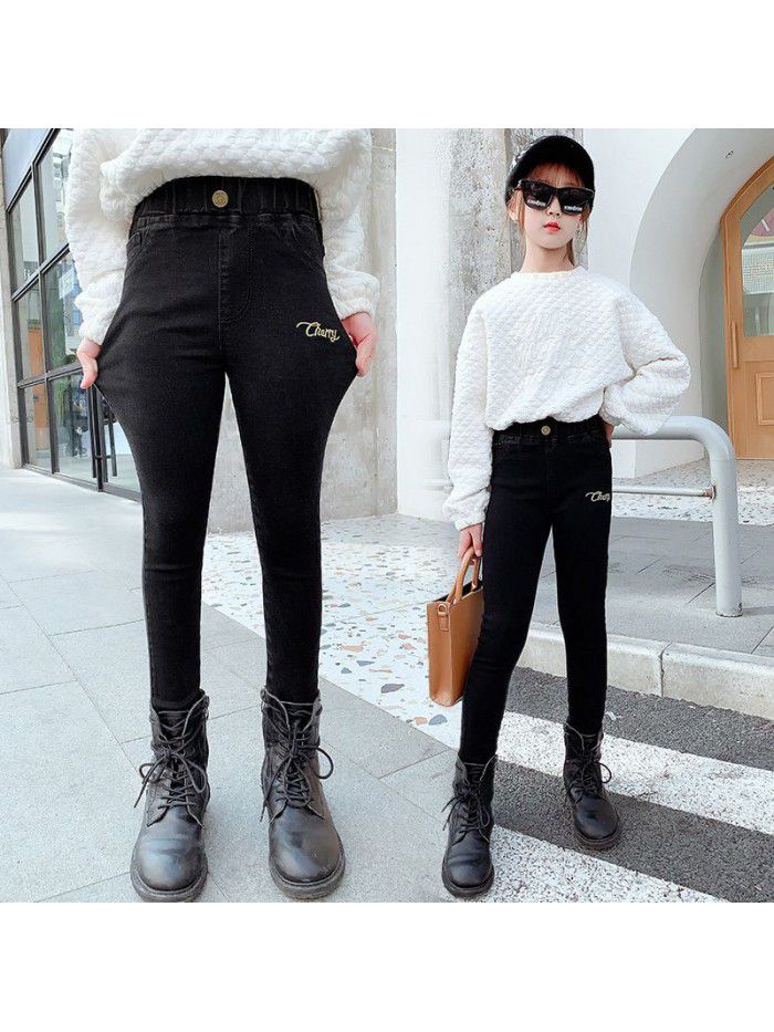 Girls' spring pants  new fashionable foreign style jeans pants 