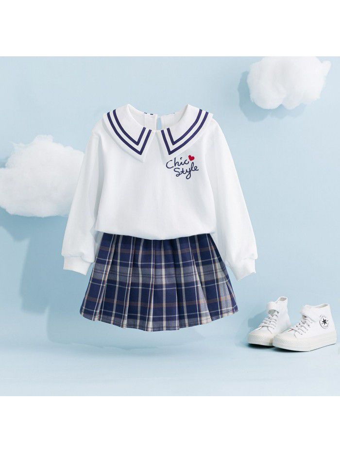 Cicie children's wear one ready to go girl's sweater  spring children's College skirt suit 
