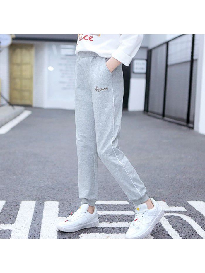 Children's clothing girls' pants spring clothing children's sports pants loose middle school children's casual pants pure cotton spring and autumn girls' pants 