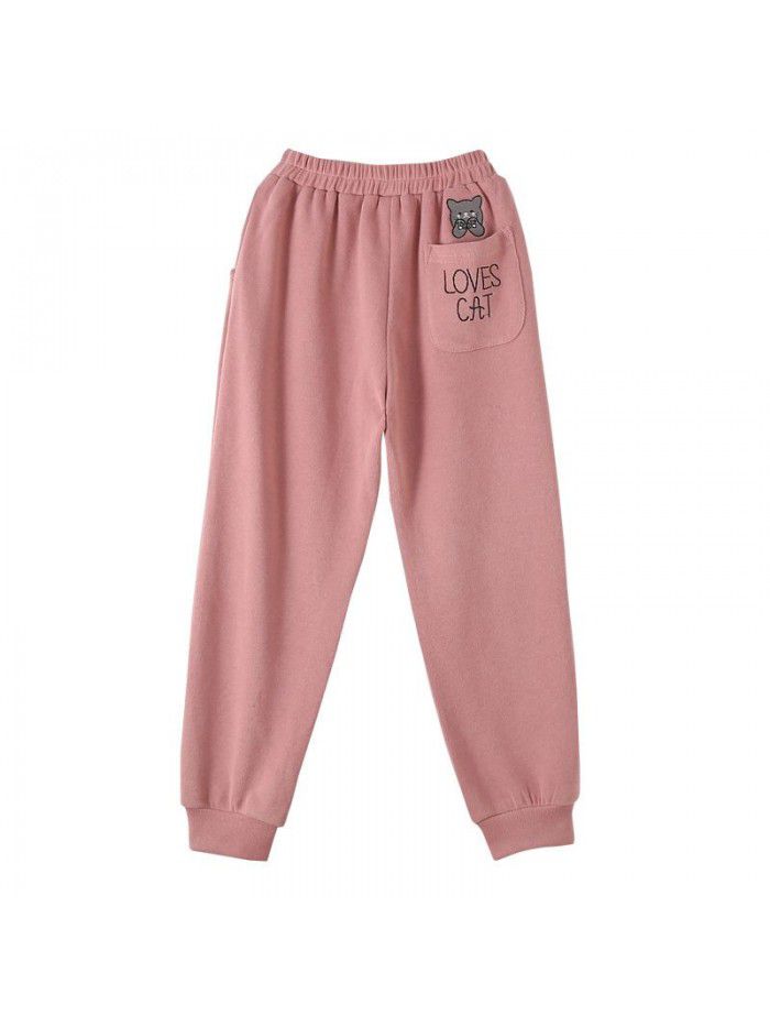 Girls' pants  spring new Chinese and female college children's foreign style leisure pants pants pants spring pants children's sports pants 