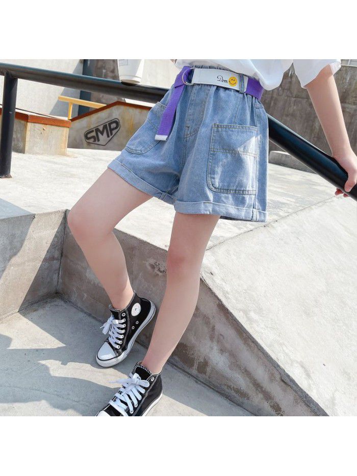 Fashion girl's shorts  new foreign style middle school children's hot pants thin children's pants jeans summer wear 