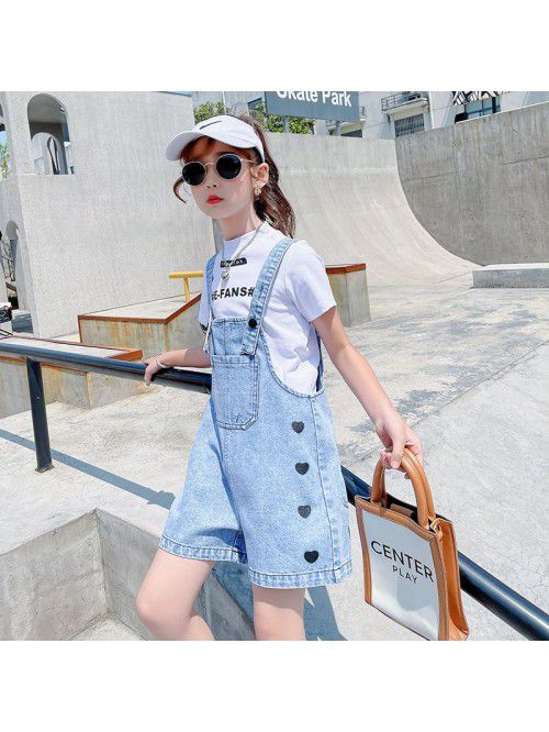 Girl's suspender pants for middle and large c...