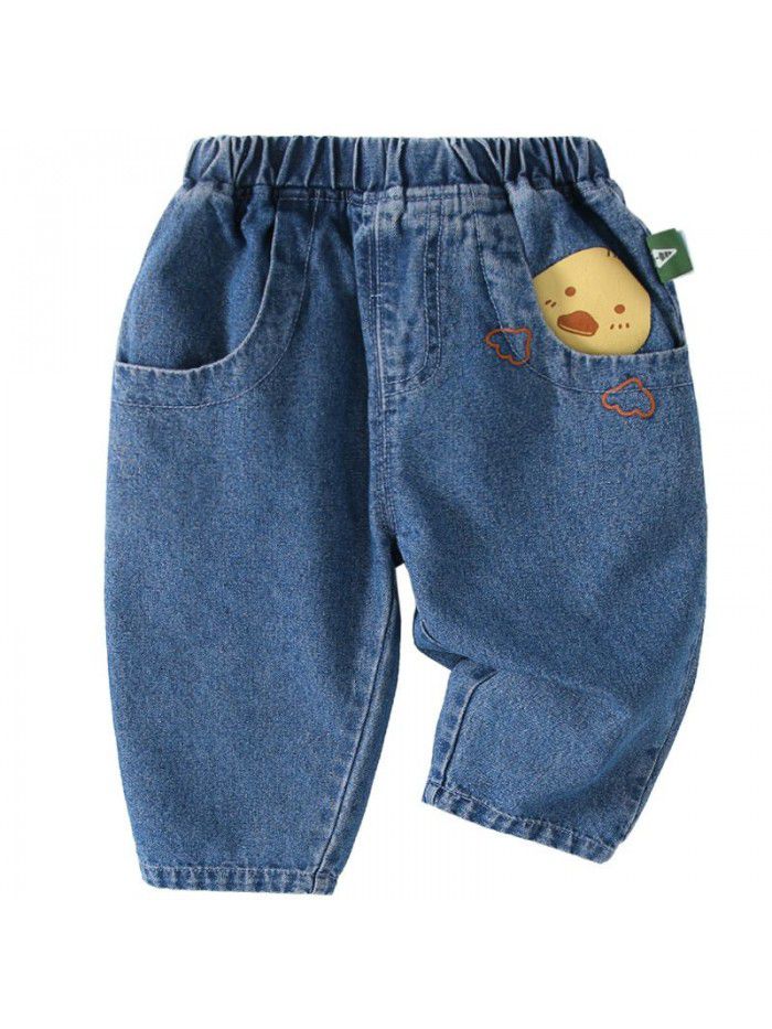 Amila children's clothing  spring new baby Jeans Girls pants fashion versatile pants spring 