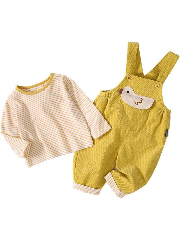 Amila children's  spring new baby girls' soft and lovely suspenders T-shirt girls' suit 