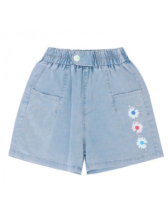 Girls' shorts  new foreign style children's middle and large children's summer wear thin versatile jeans pants summer wear 