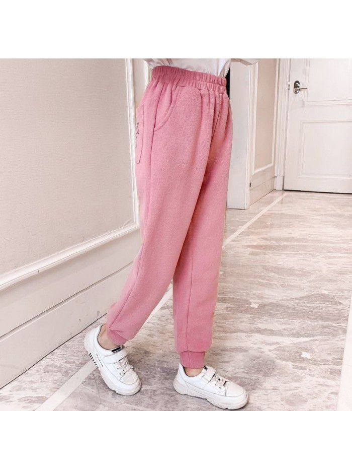 Girls' pants  spring new Chinese and female college children's foreign style leisure pants pants pants spring pants children's sports pants 