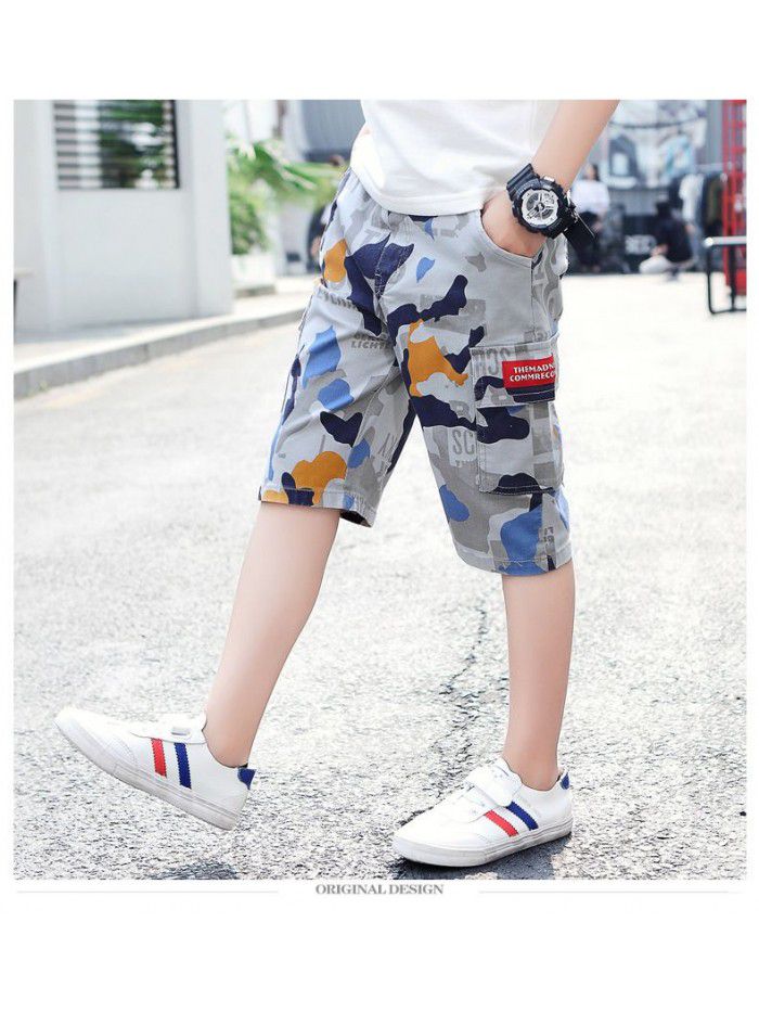 Children's camouflage pants  new boys' overalls summer new Capris boys' casual pants 