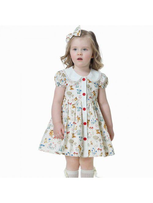 Girls' summer dress bubble sleeve European an...