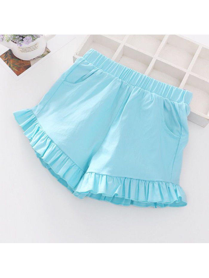 Girls' shorts summer new leisure pants children's lace candy hot pants children's clothing factory wholesale 
