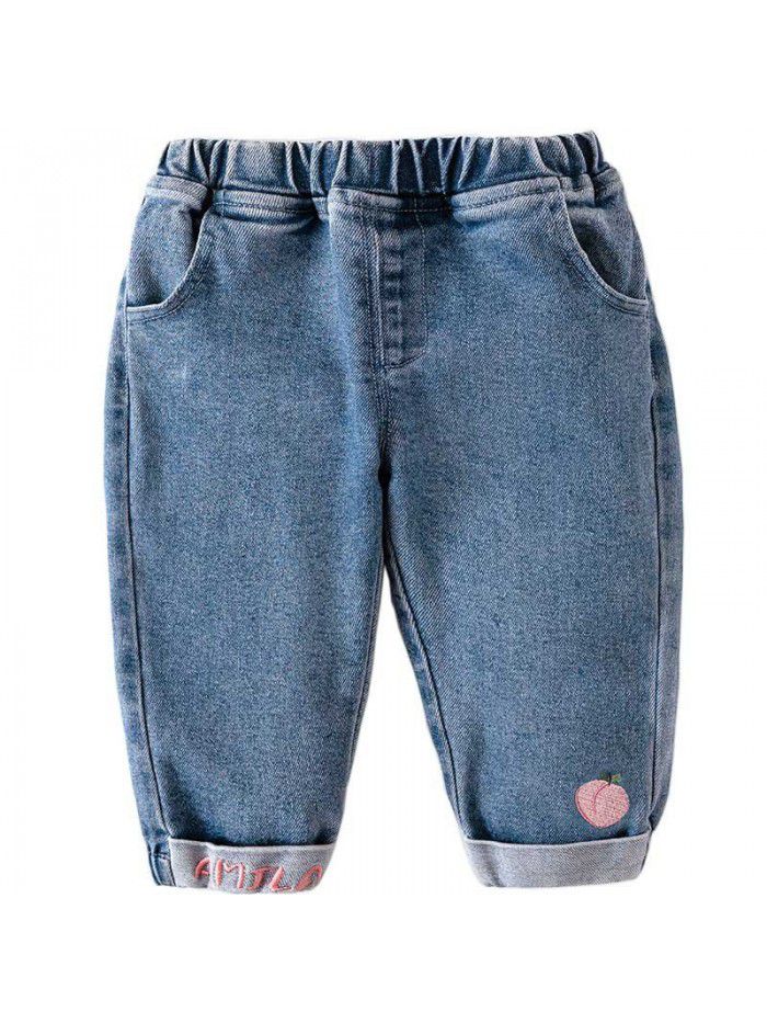 Baby girl jeans spring new 1-3 years old 2 baby clothes girl foreign style spring and autumn children's spring pants girl 