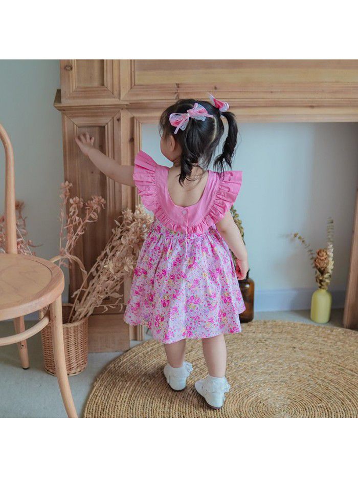 Flying sleeve Princess Dress European and American girl's sleeveless dress children's lovely Spanish children's skirt  summer 