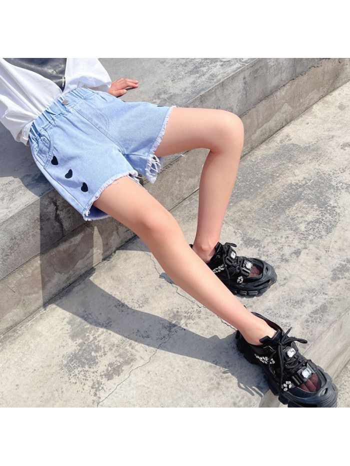 Girls' summer wear  new pants middle school children's summer fashion net red girl's foreign style summer Jeans Shorts 