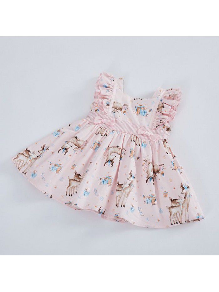  summer new floral girls' dress children's sleeveless princess skirt children's printed skirt 