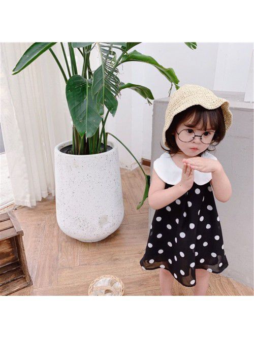 girls' summer dress new baby collar wave poin...