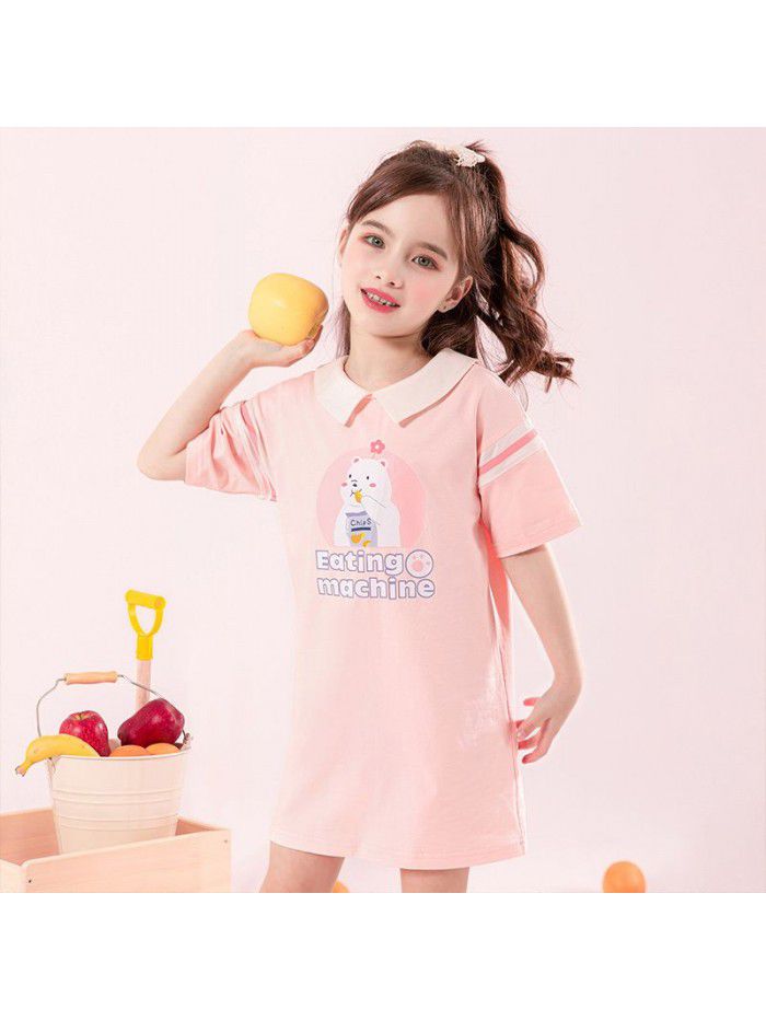 children's summer new Korean Short Sleeve printed skirt a lovely Western girl's dress 