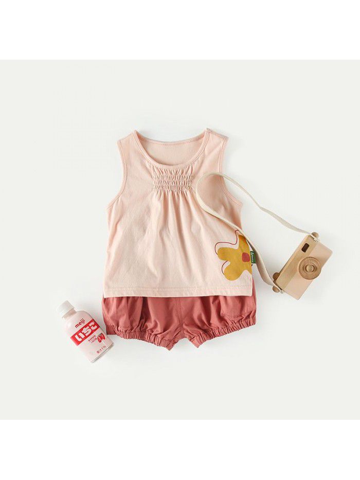 Amila Amila children's wear girls' Leisure Sports vest two piece suit summer wear new style foreign style children's shorts 