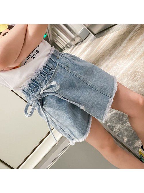 Girls' denim shorts children's summer we...