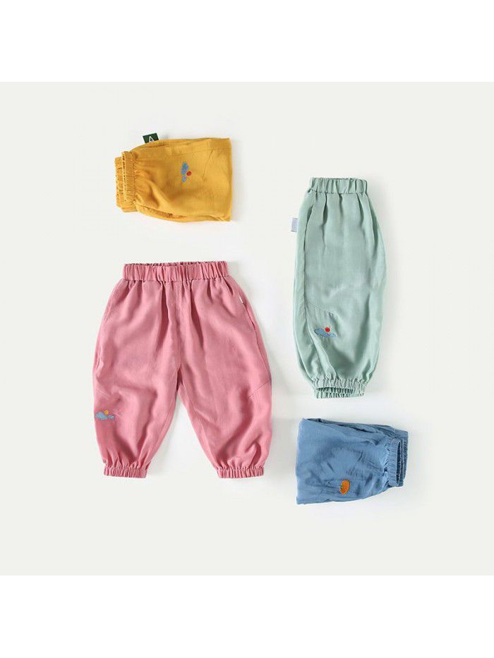Amila Amila children's clothing baby anti mosquito pants summer  new girls' light pants children's casual pants 