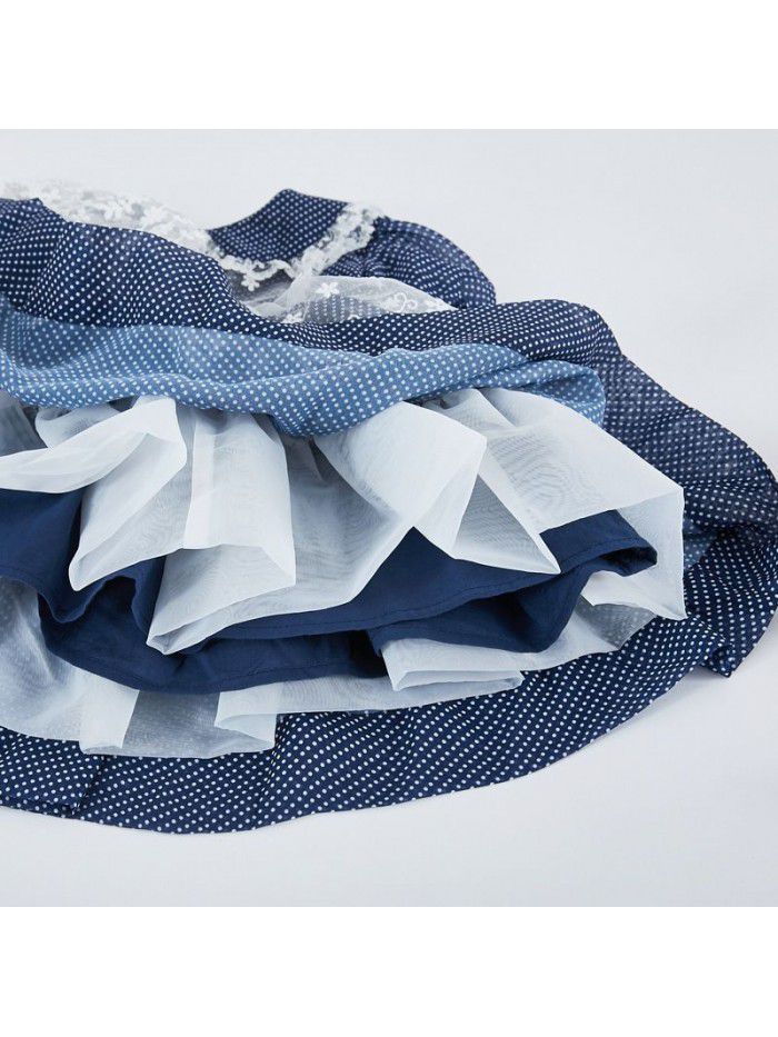  summer new short sleeve children's skirt girls' Polka Dot princess skirt children's Chiffon print dress 
