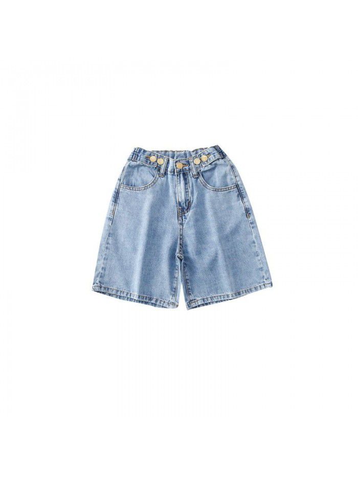 Girls' shorts  new summer wear thin children's baggy pants casual Capris middle and big children's foreign style pants 