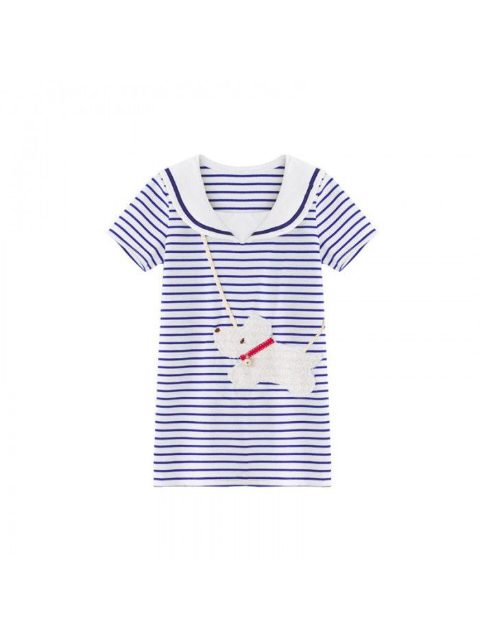 Girls' Navy Dress Korean children's clothing one hair generation baby summer  new children's Cotton Skirt 