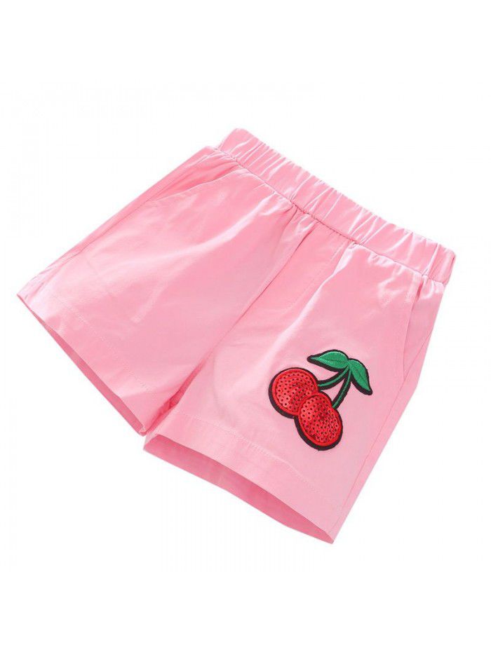 Girls' shorts summer new Korean version Chinese big children's candy color shorts middle waist beach pants 