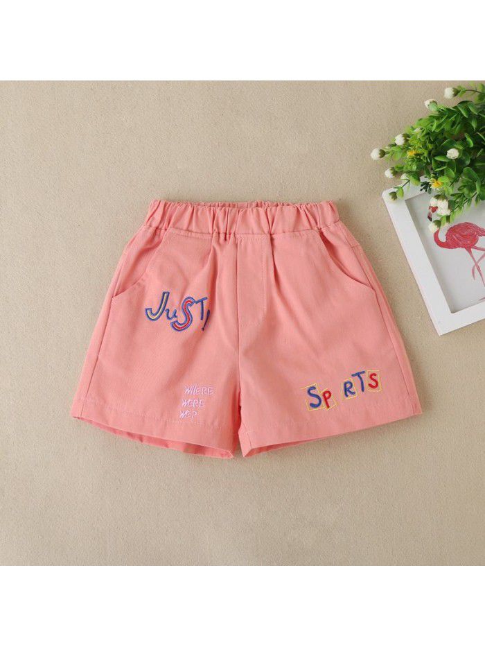 Girls' shorts summer new style children's foreign style cotton shorts wear red hot pants of CUHK girls' leisure net 