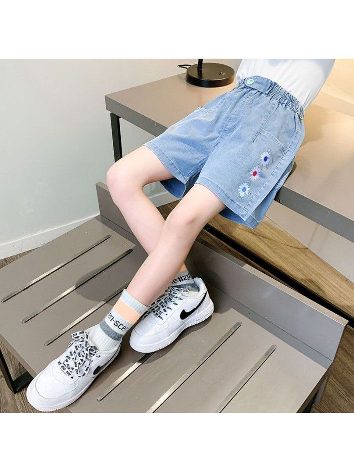 Girls' shorts  new foreign style children's middle and large children's summer wear thin versatile jeans pants summer wear 
