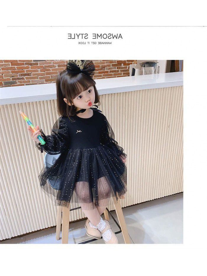 Baby girl Princess Dress super foreign style  new autumn children's dress children's gauze skirt spring and autumn girl's skirt 